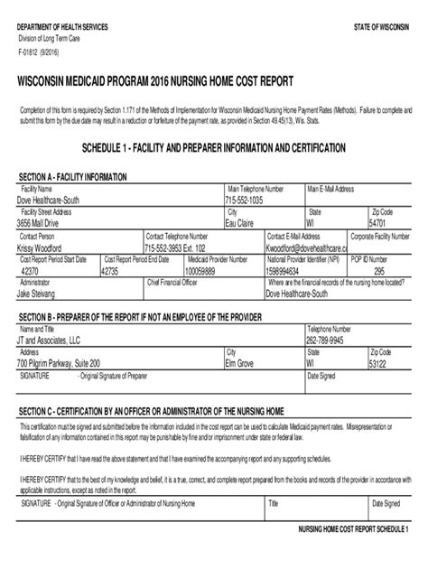 Fillable Online Long Term Care Facility Integrated Disclosure And Medi