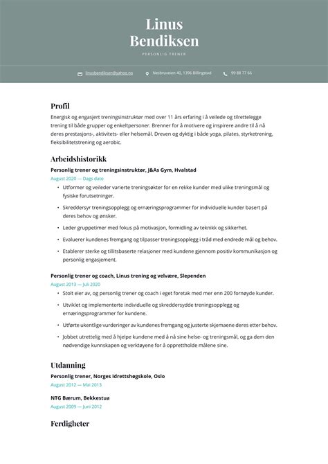 Personlig Trenger Cv Eksempler Og Skrivetips Gratis Guide Cvapp No