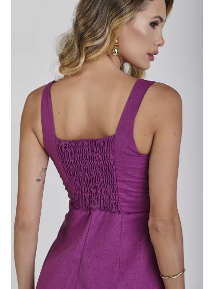 Vestido Linho Midi Milagres Roxo