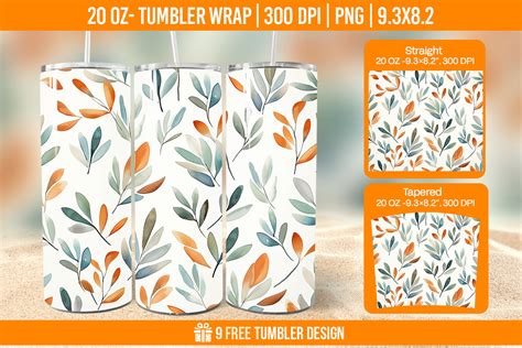 Leaf Tumbler Wrap Designs Sublimations Graphic By Hassanaasi