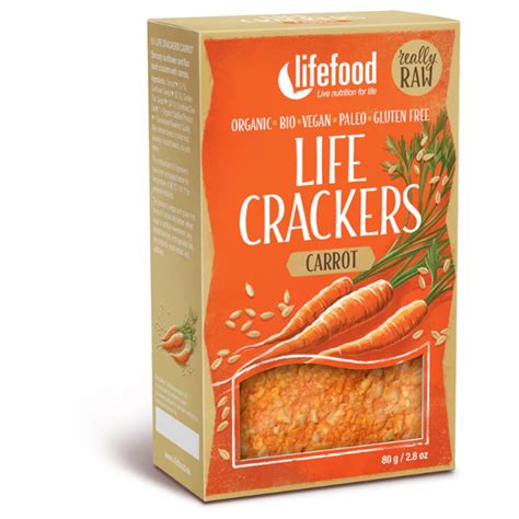 Lifefood LIFE CRACKERS Mrkvánky RAW BIO 80 g sós keksz 4Camping hu