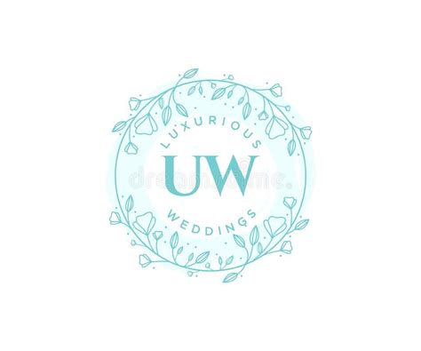 Uw Initials Letter Wedding Monogram Logos Template Hand Drawn Modern