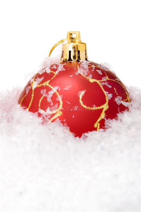 Christmas Balls With Snow Stock Image Image Of Christmas 7416177