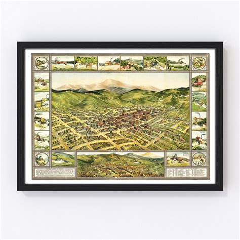 Cripple Creek Map 1896 Old Map of Cripple Creek Colorado Art Vintage