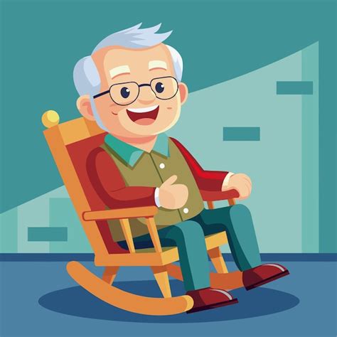 Premium Vector An Old Man Sitting In A Rocking Chair With An Older