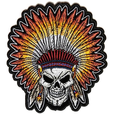 Skull Indian Head Dress Small Patch Indian Headdress Indian Skull Skull Patch