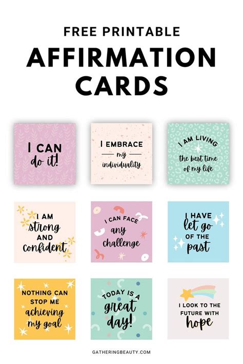 Free Printable Positive Affirmation Cards — Gathering Beauty Positive