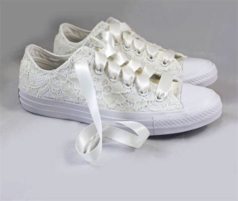 Ivory Lace Bridal Converses Ivory Lace Converse Wedding Tennis