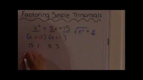 Factoring Simple Trinomials Youtube