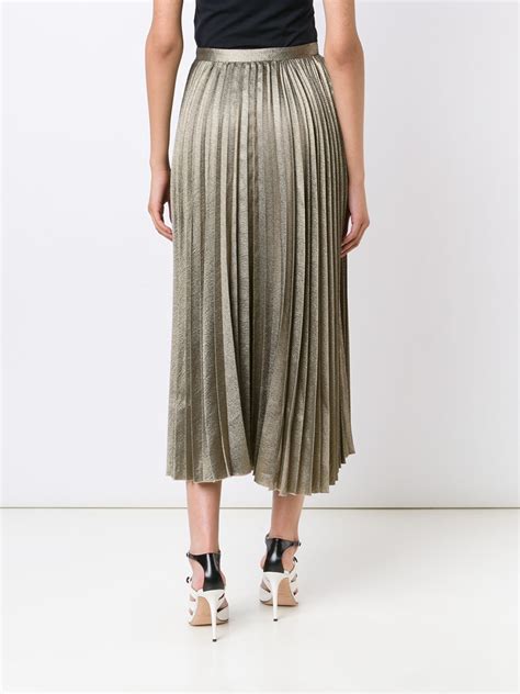 Lyst Derek Lam Long Pleated Skirt In Metallic