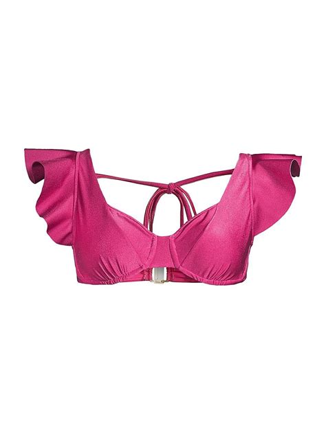 Patbo Women S Flutter Sleeve Bikini Top Magenta Editorialist