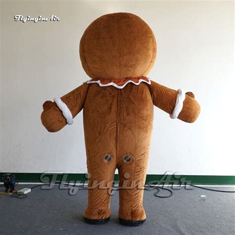 Cute Walking Inflatable Gingerbread Man Costume Adult Wearable Blow Up