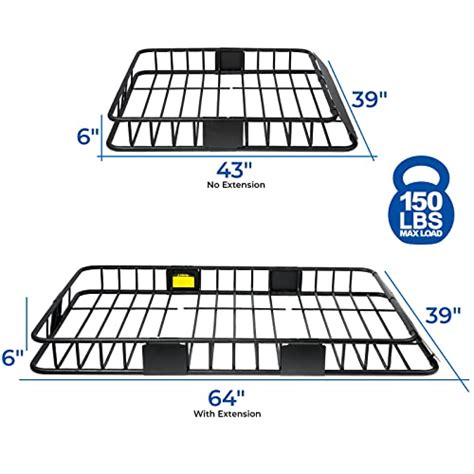 XTruck Steel Roof Rack Cargo Basket; Rooftop Cargo Carrier Luggage Rack ...