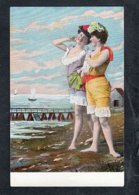 E468 Antique Postcard Bathing Beauties At The Beach Ebay