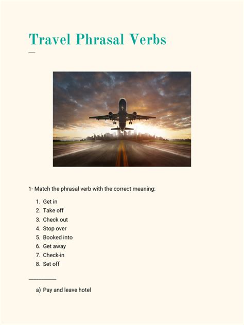 Travel Phrasal Verbs | PDF