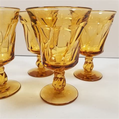 Fostoria Amber Glasses Mcm Fostoria Glass Company Iced Tea Etsy