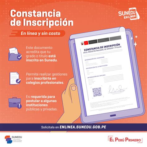 SUNEDU Constancia de Inscripción de Grados o Títulos Virtual y Gratis