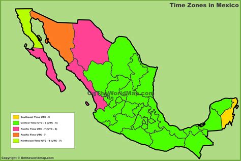 Mexico Time Zones Map