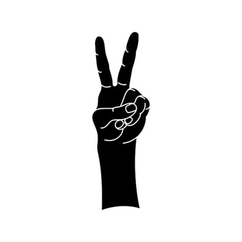 Premium Vector Peace Hand Gesture Silhouette Vector Illustration