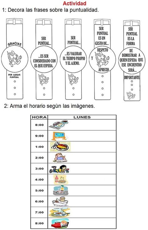 La puntualidad 3º en 2022 Actividades para preescolar Actividades