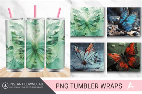 19 Tropical 3d Butterfly Tumbler Wrap Designs Graphics