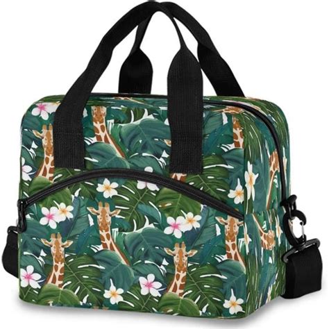 Sac D Jeuner Isotherme En Forme De Palmier Girafe Et Fleur Hibiscus