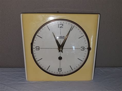 Horloge murale Art déco Hettich Schwebegang Porcelaine 1950