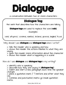 Dialogue - Dialogue Tags - Narrative Writing - Revise to Add Dialogue