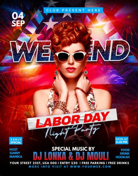 Labor Day Weekend Night Party Poster Template Postermywall