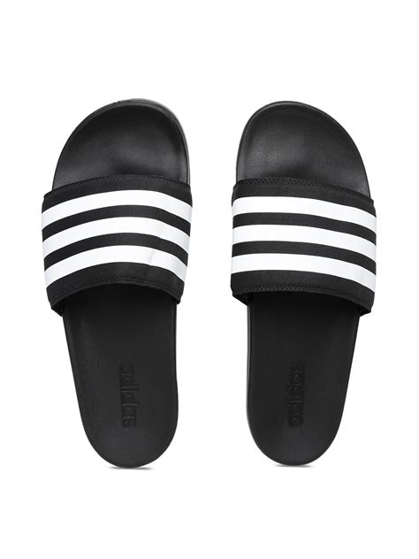 Buy ADIDAS Men Black & White Striped Adilette Flip Flops - Flip Flops ...