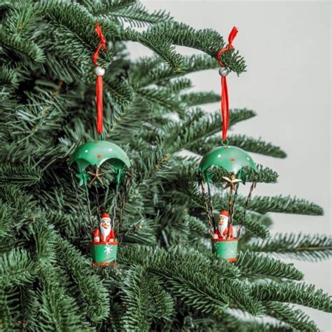 Santa Hot Air Balloon White Christmas Baubles by Masons Home Décor Singapore