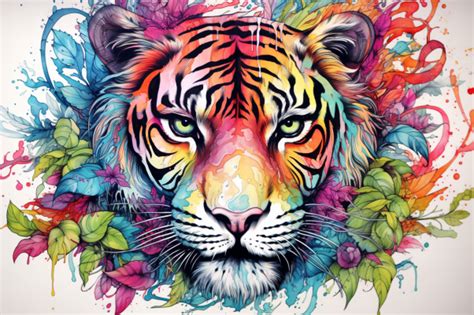 Colorful Watercolor Tiger – Diamond Painting