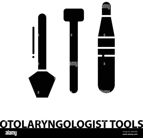 Otolaryngologist Tools Icon Black Vector Sign With Editable Strokes Concept Illustration Stock