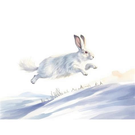 Premium Photo | Painting of a rabbit jumping in the air over a snowy ...