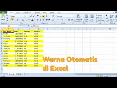 Cara Membuat Warna Otomatis Pada Setiap Baris Di Excel Youtube