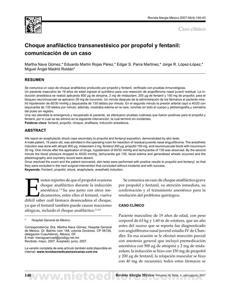 PDF Transanesthetic Anaphylactic Shock Induced By Propofol And