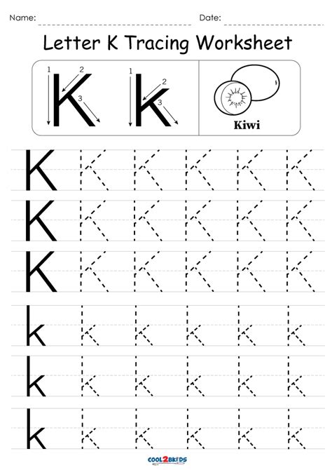 Letter K Tracing Worksheets