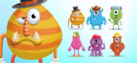 Funny Monster Vector Character Set Vector Characters