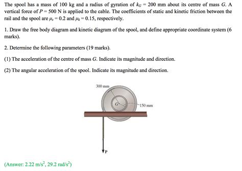 Solved The Spool Has A Mass Of Kg And A Radius Of Chegg