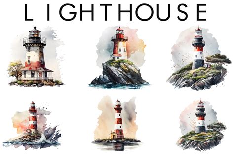 Watercolor Lighthouse Clipat Graphic By Watercolorbykr · Creative Fabrica