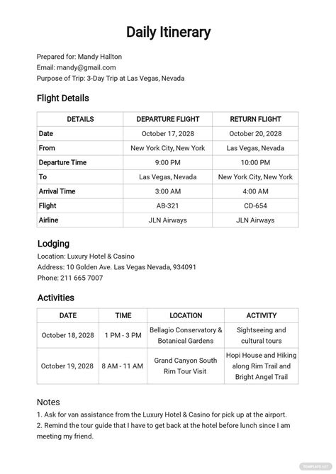50 Itinerary Samples Format And Examples 2023