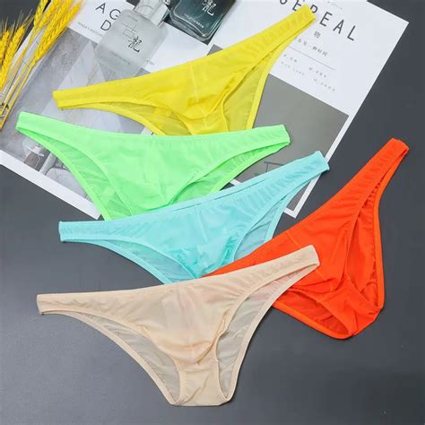Men S Sexy Underwear Low Waist Men Briefs Translucent Bikini Skinny Breathable Underpants Mens