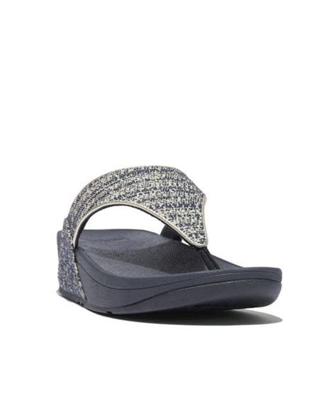 Fitflop Lulu Shimmer Weave Toe Post Sandals In Blue Lyst