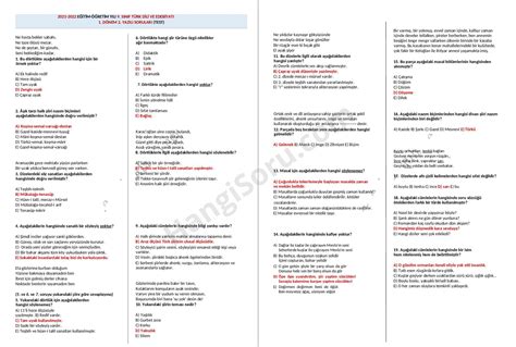 9 Sınıf Türk Dili ve Edebiyatı 1 Dönem 2 Yazılı Cevaplarıyla 2021