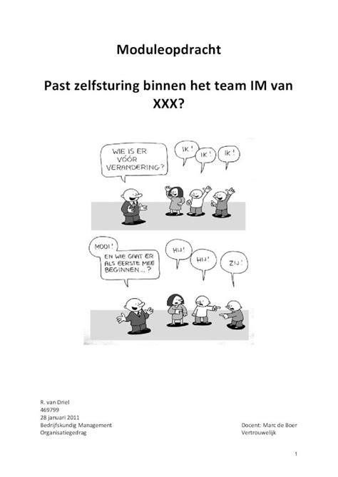 PDF Moduleopdracht Past Zelfsturing Binnen Het Team IM Van XXX Home