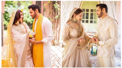 Yumna Zaidi And Wahaj Ali Bridal Mayon Nikkah Bridal Dress Photoshoot