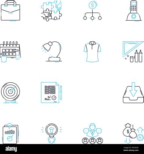 Desk Job Linear Icons Set Sedentary Monotonous Productivity