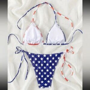 Swim American Flag Stars Stripes Triangle Halter String Bikini Poshmark
