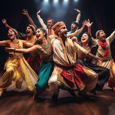 Premium Photo Illustration Of Group Of Indian Actors Dancing On Stage