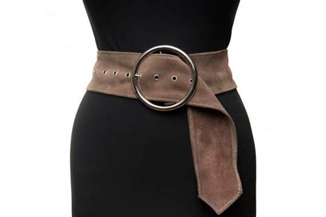 Brown Wide Suede Belt With Round Buckle For Womens Wide Leather Belt Belts For Women Belt